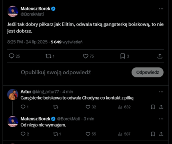 Tak Mateusz Borek SKOMENTOWAŁ WYSTĘP Kacpra Chodyny w meczu z Banikiem xD